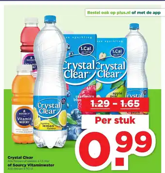 PLUS Crystal Clear Of Sourcy Vitaminwater aanbieding