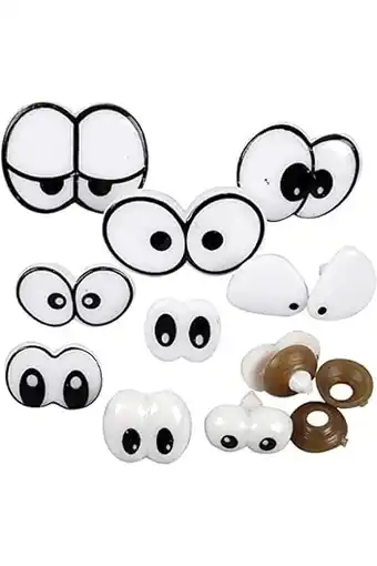 Amazon Creativ 100263 Funny Eyes - Assortiment, maat 2-3 cm, met sluiting, 9 asstd aanbieding