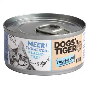 Zooplus Voordeelpakket: 24x70g Dogs'n Tiger Cat Filet tonijn & Zalmfilet nat kattenvoer aanbieding