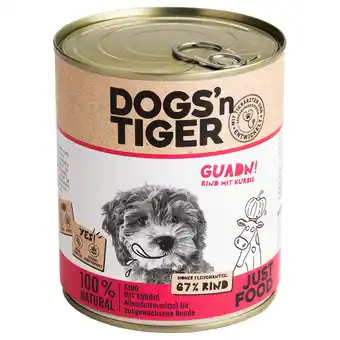 Zooplus 12 x 800 g Dogs'n Tiger Adult rund & pompoen hondenvoer nat aanbieding