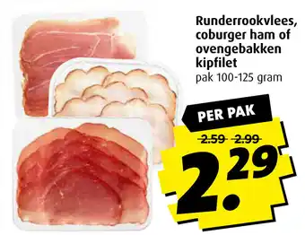 Boni Runderrookvlees, Coburger Ham of ovengebakken kipfilet 100-125g aanbieding