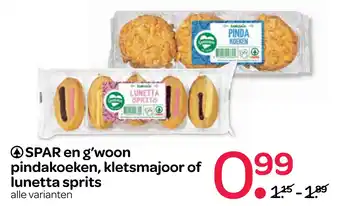 Spar Pindakoeken, kletsmajoor of lunetta sprits aanbieding