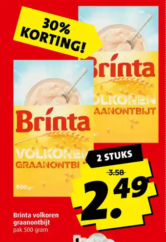 Boni Brinta Volkoren graanontbijt 2*500g aanbieding