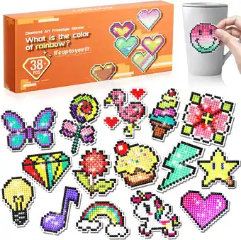 Amazon ARTDOT Diamond Painting Stickers, 38 Stuks Cartoon Diamond Painting Kit Kids, Diamond Painting Kinderstickers voor Jongens en aanbieding