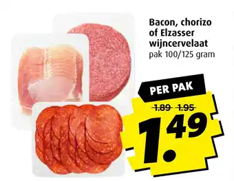 Boni Bacon, chorizo of Elzasser wiincervelaat aanbieding