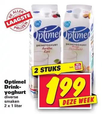 Nettorama Optimel drinkyoghurt 2*1L aanbieding