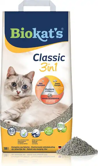 Bol.com Biokat's Classic 3in1 - 18 L - Kattenbakvulling - Klontvormend - Zonder geur aanbieding