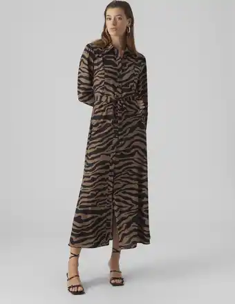 Bol.com VERO MODA VMSHILAH NAJA LS LONG SHIRT DRESS WVN GA Dames Jurk - Maat XS aanbieding