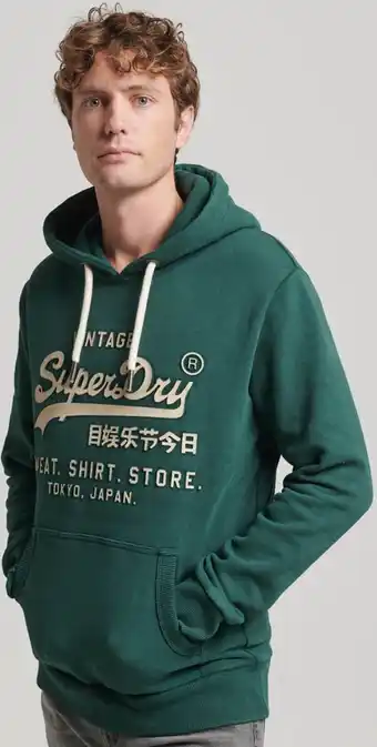 Bol.com Superdry Embossed Vl Hoodie Heren Trui - Enamel Green - Maat M aanbieding