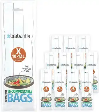 Bol.com Brabantia PerfectFit Composteerbare Vuilniszakken - 10/12 l - Code X - 12 rollen x 10 stuks aanbieding