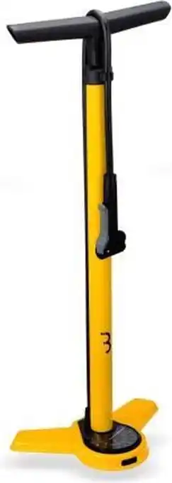 Bol.com BBB Cycling AirSteel Fietspomp met Drukmeter - Fiets Pomp Racefiets en Mountainbike - Voetpomp Extra Lang 11 Bar - Geel - BFP aanbieding