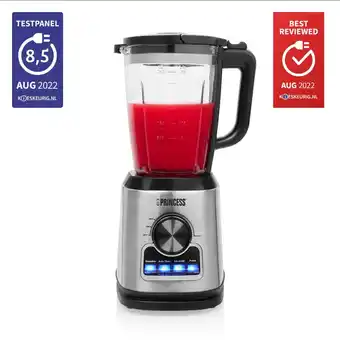 Bol.com Princess 01.212094.01.001 Blender Solid Pro - 1400 W - 6 RVS messen- 1.75 Liter - Glazen kan aanbieding