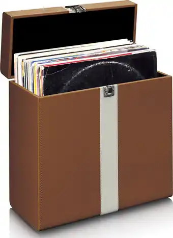 Bol.com Lenco TTA-301BNWH - LP Opbergsysteem - Platenkoffer voor 25-30 platen - Bruin-Wit aanbieding