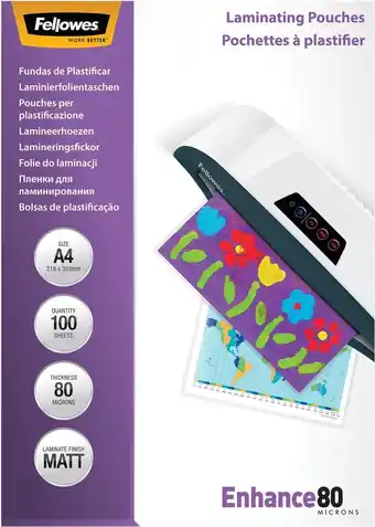 Bol.com Fellowes lamineerfolie Enhance A4, matt, 80 micron, 100 stuks aanbieding