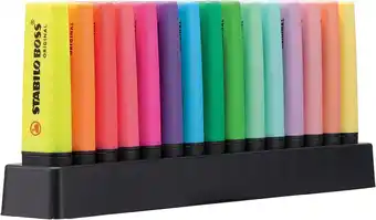 Bol.com STABILO BOSS ORIGINAL – Markeerstift – 15 Stuks Deskset - 9 Standaard + 6 Pastel Kleuren aanbieding