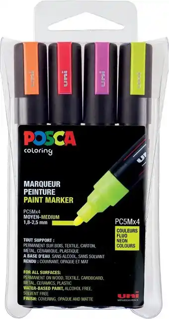Bol.com Posca 5M verfstiften (paint markers), set a 4 NEON kleuren aanbieding