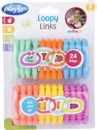Bol.com Playgro Gekleurde Schakelringen - Loopy loops - Kinderwagen accessoires - 24 stuks - Verschillende Bijtprofielen aanbieding