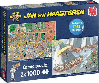 Bol.com Jan van Haasteren- De Kaasmarkt & Skûtsjesilen - Puzzel - 2x1000 stukjes aanbieding