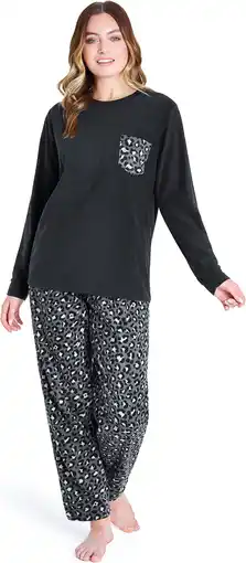 Amazon CityComfort Pyjama voor dames, lange fleece pyjama voor dames, huispak, behaaglijk, luipaardmotief, XL aanbieding