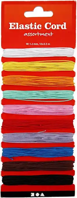 Bol.com Creotime Elastisch koord - Assortiment, dikte 1,2 mm, 10x3,5 m aanbieding