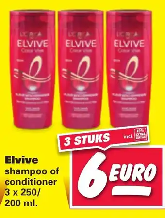 Nettorama Elvive shampoo of conditioner 3*250/200ml aanbieding