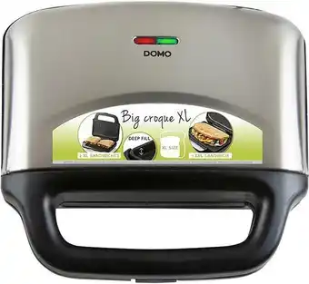 Bol.com DOMO DO9195C Big Croque XL - Tosti Apparaat – Croque Monsieur toestel – RVS – Zwart aanbieding