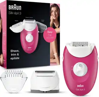 Bol.com Braun Silk-épil 3 3-410 - Elektrische epilator voor dames - roze/wit aanbieding