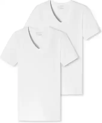 Bol.com Schiesser 2-Pack T-Shirts heren V-hals - 95/5 - Biologisch katoen - L - Wit aanbieding