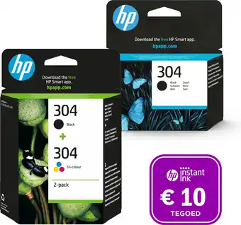 Bol.com HP 304 - Inktcartridge kleur & 2x zwart (3-pack) + Instant Ink tegoed aanbieding