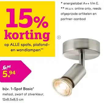 Leen Bakker 1-Spot Basic 12*8.5*8.5 cm aanbieding