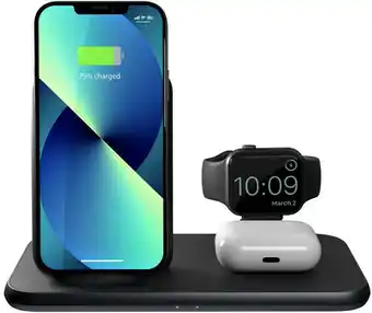 Coolblue ZENS 3-in-1 Draadloze Oplader 15W met Standaard en Apple Watch Oplader Zwart aanbieding