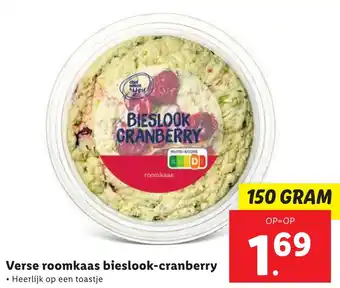 Lidl Verse roomkaas bieslook-cranberry 150g aanbieding