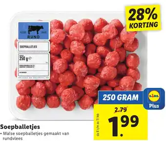 Lidl Soepballetjes 250g aanbieding