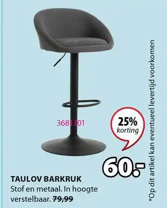 Jysk Taulov barkruk 25% Korting aanbieding