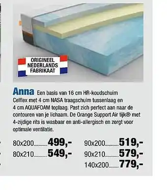 Matrasconcurrent Anna hr-koudschuim celflex aanbieding