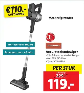 Lidl GRUNDIG Accu-steelstofzuiger aanbieding