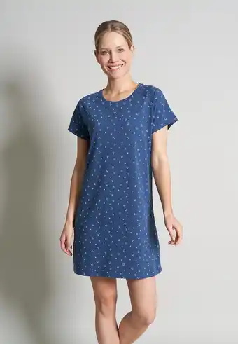 Bol.com TOM TAILOR Pure cotton dames nachthemd - ronde hals - blauw - maat 36 aanbieding