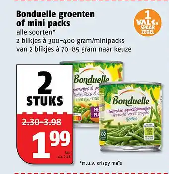 Poiesz Bonduelle groenten of mini packs aanbieding