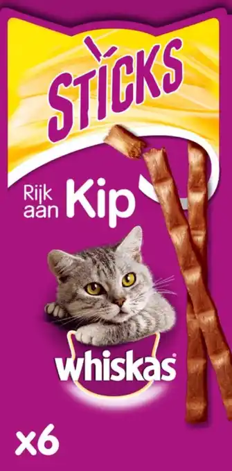 Bol.com Whiskas Sticks Kattensnack - Kip - 14 x 6 Stuks aanbieding