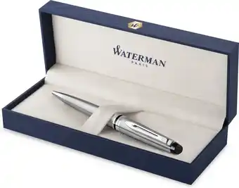 Bol.com Waterman Expert-balpen | Roestvrij staal met chromen rand | medium punt met blauwe-inktnavulling | met geschenkdoos aanbieding