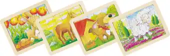 Bol.com Goki Houten Puzzels Dieren, set van 6 aanbieding