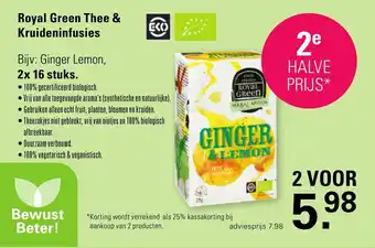 De Online Drogist Royal Green Thee & Kruideninfusies 2x 16 stuks. aanbieding