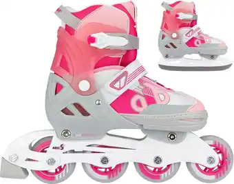 Bol.com Nijdam Skates Combo Verstelbaar - Bold Berry - Fuchsia/Zilvergrijs/Wit/Roze - Maat 33-36 aanbieding