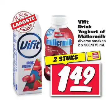 Nettorama Vifit Drink Yoghurt Of Müllermilk aanbieding