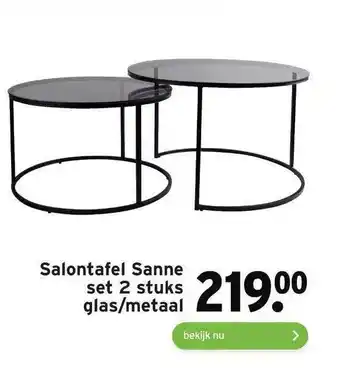 GAMMA Salontafel Sanne Set 2 Stuks Glas-Metaal aanbieding