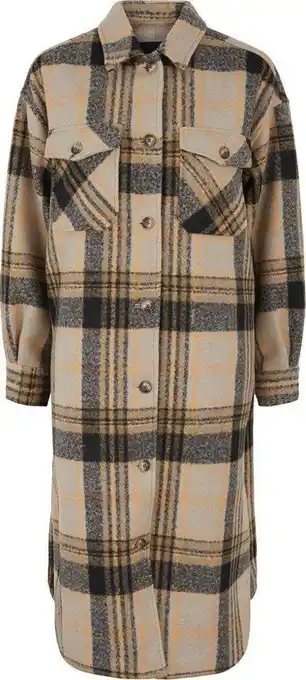 Bol.com Pieces Finola Long Overshirt Dames Jas - Maat XS aanbieding