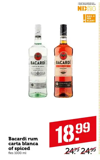 Coop Bacardi rum carta blanca of spiced aanbieding