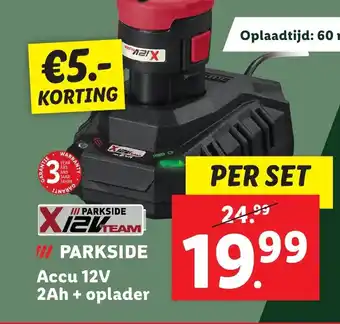 Lidl PARKSIDE Accu 12V 2Ah + oplader aanbieding