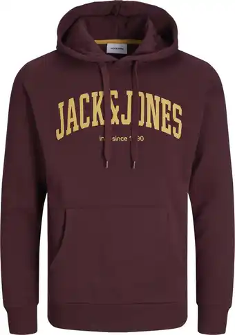 Bol.com JACK & JONES Josh sweat hood regular fit - heren hoodie katoenmengsel met capuchon - bordeauxrood - Maat: S aanbieding