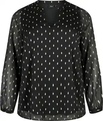 Bol.com ZIZZI CABIX, L/S, BLOUSE Dames Blouse - Black - Maat XXL (58-60) aanbieding